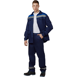 Костюм рабочий летний мужской л05-КБР с СОП синий/васильковый (размер 48-50, рост 182-188 см)