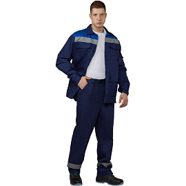 Костюм рабочий летний мужской л05-КБР с СОП синий/васильковый (размер 48-50, рост 182-188 см)