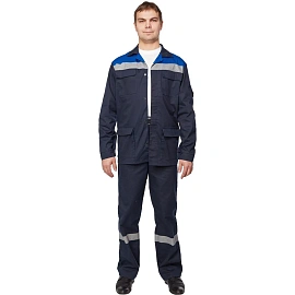 Костюм рабочий летний мужской л05-КБР с СОП синий/васильковый (размер 52-54, рост 182-188 см)