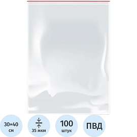 Пакет с замком zip-lock Aviora ПВД прозрачный 30x40 см 35 мкм (100 штук в упаковке)