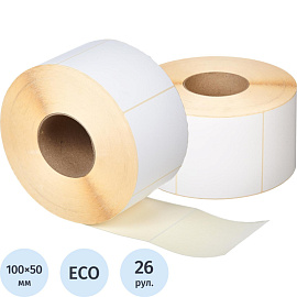 Термоэтикетки 100х50 мм ЭКО (диаметр втулки 40 мм, 26 рулонов по 1000 этикеток)