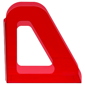 Лоток для бумаг вертикальный СТАММ "Фаворит", тонированный красный, ширина 90мм