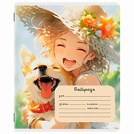 Тетрадь 18 л. ЮНЛАНДИЯ, клетка, обложка картон, GIRLS, 107299