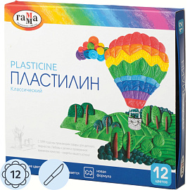 Пластилин классический Гамма Классический 12 цветов 240 грамм
