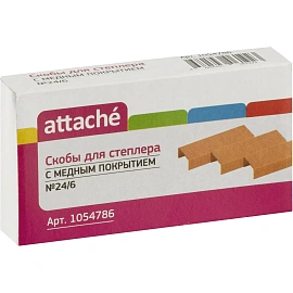 Скобы для степлера Attache №24/6 с медным покрытием (1000 штук в упаковке) фото Скобы для степлера Attache №24/6 с медным покрытием (1000 штук в упаковке)