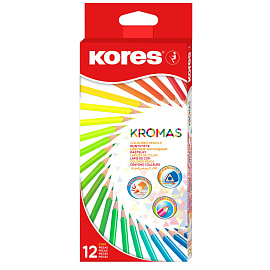 Карандаши цветные Kores Kromas 12 карандашей 12 цветов трёхгранные