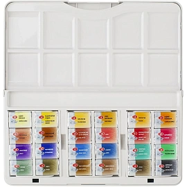 Краски акварельные Санкт-Петербург набор 24 цвета по 2.5 мл в кюветах с палитрой фото Краски акварельные Санкт-Петербург набор 24 цвета по 2.5 мл в кюветах с палитрой