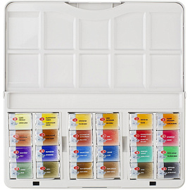 Краски акварельные Санкт-Петербург набор 24 цвета по 2.5 мл в кюветах с палитрой фото Краски акварельные Санкт-Петербург набор 24 цвета по 2.5 мл в кюветах с палитрой