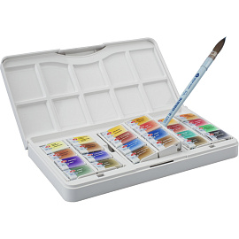 Краски акварельные Санкт-Петербург набор 24 цвета по 2.5 мл в кюветах с палитрой фото Краски акварельные Санкт-Петербург набор 24 цвета по 2.5 мл в кюветах с палитрой