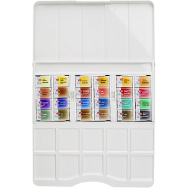 Краски акварельные Санкт-Петербург набор 24 цвета по 2.5 мл в кюветах с палитрой фото Краски акварельные Санкт-Петербург набор 24 цвета по 2.5 мл в кюветах с палитрой