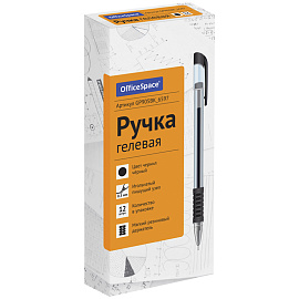 Ручка гелевая OfficeSpace черная, 0,5мм, грип, игольчатый стержень фото Ручка гелевая OfficeSpace черная, 0,5мм, грип, игольчатый стержень