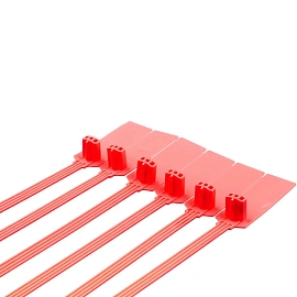 Пломба пластиковая номерная 220 мм красная (50 штук в упаковке)