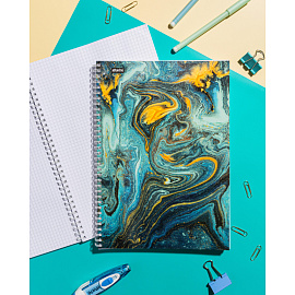 Бизнес-тетрадь Attache Selection Fluid A4 96 листов бирюзовая в клетку на спирали (203х290 мм)