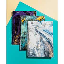 Бизнес-тетрадь Attache Selection Fluid A4 96 листов бирюзовая в клетку на спирали (203х290 мм)