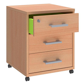 Тумба подкатная Арго АТЛ-03 с замком (бук, 440х450х580 мм, 3 ящика) фото Тумба подкатная Арго АТЛ-03 с замком (бук, 440х450х580 мм, 3 ящика)