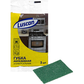 Пад ручной Luscan абразивный жесткий 13x9 см зеленый (3 штуки в упаковке)