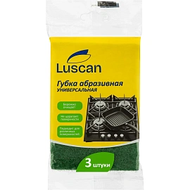 ПАД ручной Luscan абразивный жёсткий 13x9 см зелёный (3 штуки в упаковке)