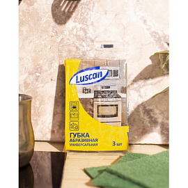 ПАД ручной Luscan абразивный жёсткий 13x9 см зелёный (3 штуки в упаковке)