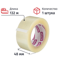 Клейкая лента упаковочная Attache 48 мм x 132 м 45 мкм прозрачная
