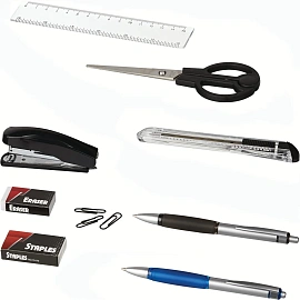 Набор канцелярский Комус пластиковый 10 предметов бирюзово-синий вращающийся