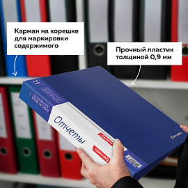 Папка 80 вкладышей BRAUBERG стандарт, синяя, 0,9 мм, 221607