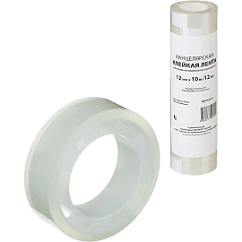 Клейкая лента канцелярская прозрачная 12 мм x 10 м (12 штук в упаковке) фото Клейкая лента канцелярская прозрачная 12 мм x 10 м (12 штук в упаковке)