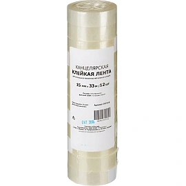 Клейкая лента канцелярская Комус прозрачная 15 мм x 33 м (12 штук в упаковке)