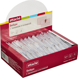 Бейдж Attache (Attache Economy) горизонтальный 90х55 мм булавка/зажим плотный (50 штук в упаковке, размер вкладыша: 87x55) фото Бейдж Attache (Attache Economy) горизонтальный 90х55 мм булавка/зажим плотный (50 штук в упаковке, размер вкладыша: 87x55)