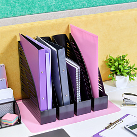 Лоток вертикальный для бумаг 70 мм Attache пластиковый черный (4 штуки в упаковке)