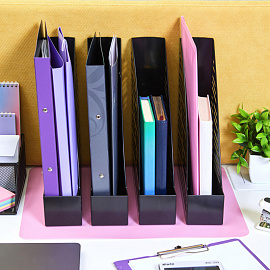 Лоток вертикальный для бумаг 70 мм Attache пластиковый черный (4 штуки в упаковке)