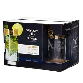 Набор стаканов Promsiz Барокко стеклянные 290 мл (6 штук в упаковке)