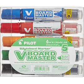 Набор маркеров для белых досок Pilot WBA-VBM-M-S5 5 цветов (толщина линии 1-3 мм) круглый наконечник