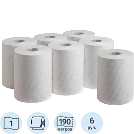 Полотенца бумажные рулонные Kimberly-Clark Essential Slimroll 1-слойные белые 6 рулонов по 190 метров (6695)