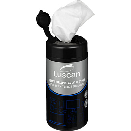Салфетки влажные для экранов Luscan с антистатическим эффектом двойной плотности (100 штук в тубе)