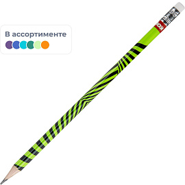 Карандаш чернографитный HB с ластиком Kores Grafitos Neon заточенный трехгранный