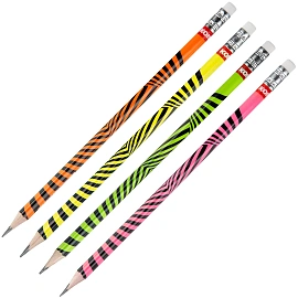 Карандаш чернографитный HB с ластиком Kores Grafitos Neon заточенный трехгранный