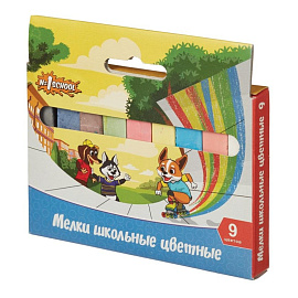 Мел школьный цветной Комус Класс (№1 School) Шустрики (9 штук в упаковке)