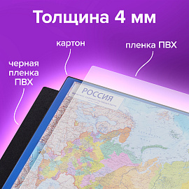 Коврик-подкладка настольный для письма (590х380 мм), с картой России, BRAUBERG, 236776