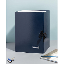 Папка архивная на 2-х завязках Attache А4 150 мм бумвинил до 1500 листов синяя складная