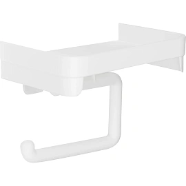 Держатель для туалетной бумаги настенный Idea пластик белый (с полкой)