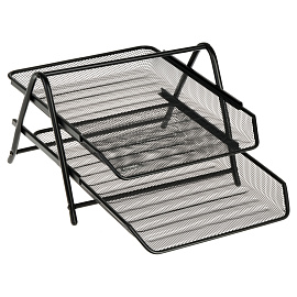 Лоток для бумаг горизонтальный СТАММ, 2 секции, металл, черный