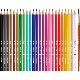 Карандаши акварельные Milan трёхгранные 24 цвета с кистью в наборе