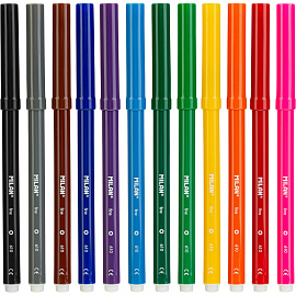 Фломастеры Milan 12 цветов с вентилируемыми колпачками