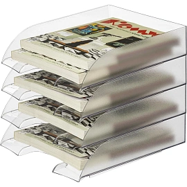 Лоток горизонтальный для бумаг Attache 4 отделения прозрачный (4 штуки в упаковке)