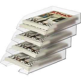 Лоток горизонтальный для бумаг Attache 4 отделения прозрачный (4 штуки в упаковке)