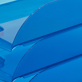 Лоток горизонтальный для бумаг Attache пластиковый синий скругленный (4 штуки в упаковке)