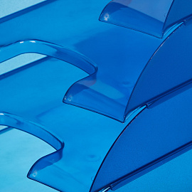 Лоток горизонтальный для бумаг Attache пластиковый синий скругленный (4 штуки в упаковке)