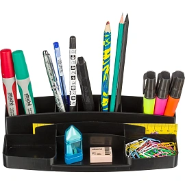 Подставка-органайзер для канцелярских принадлежностей Attache Office 10 отделений черная 9.5x25x6 см