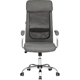 Кресло для руководителя Easy Chair 591 TC серое/чёрное (сетка/ткань, металл)