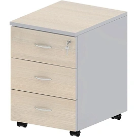 Тумба подкатная Комус Мебель (Easy to lead) Easy Standard с замком (светлый дуб/серый, 404x454x573 мм, 3 ящика)
